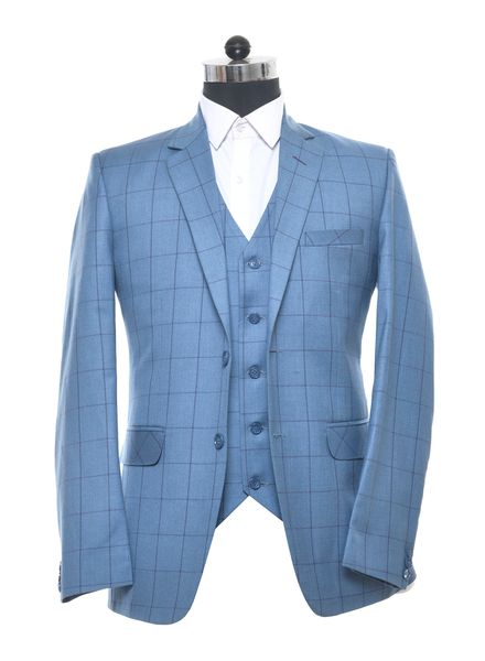 Suits Polyester Formal wear Regular fit Double Breasted Basic Check 3 Piece Suit La Scoot